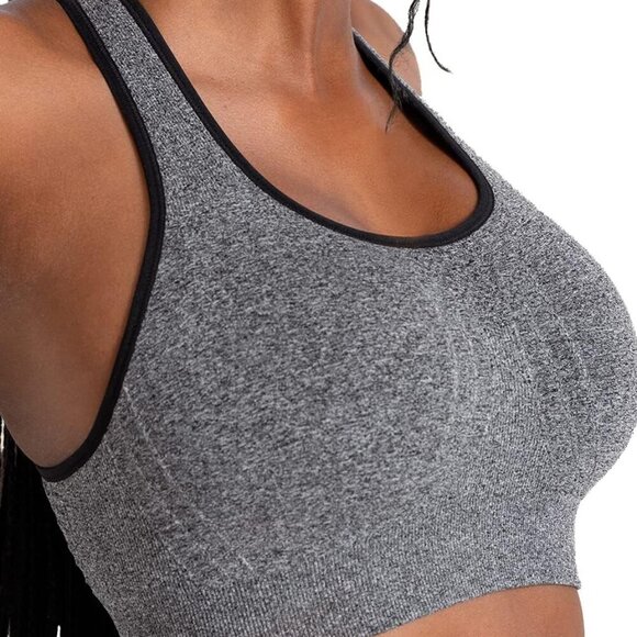 Heather Gray Plus Size High Support Wireless Sports Bra for Women with Removable